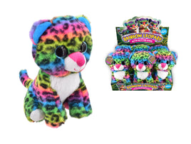 Rainbow Leopard Print Cat With Glitter Eyes