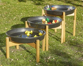 Trio of Cascading Deep Spot Trays and Stands - Set of 3